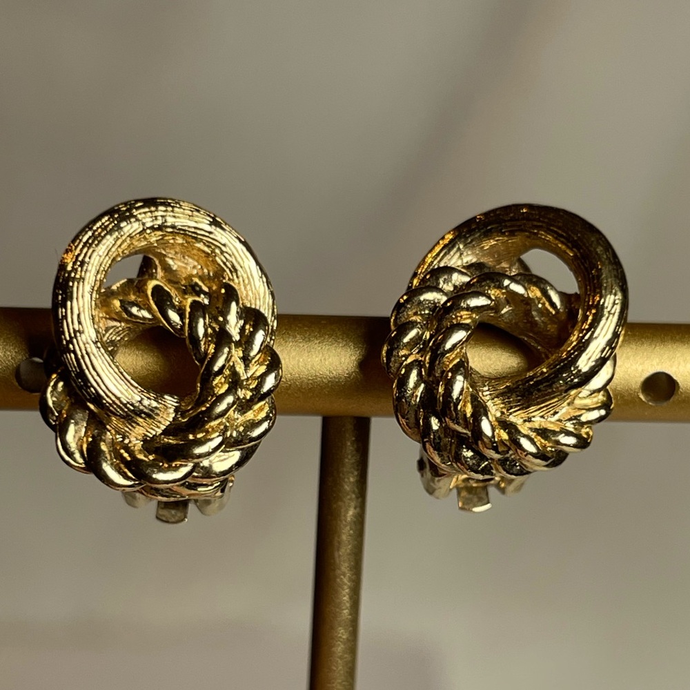 Dior 24K Gold Plated Knot Earrings EUC